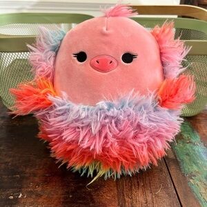 Squishmallow 12" Elda the Ostrich Pink Plush Toy with Rainbow Fur